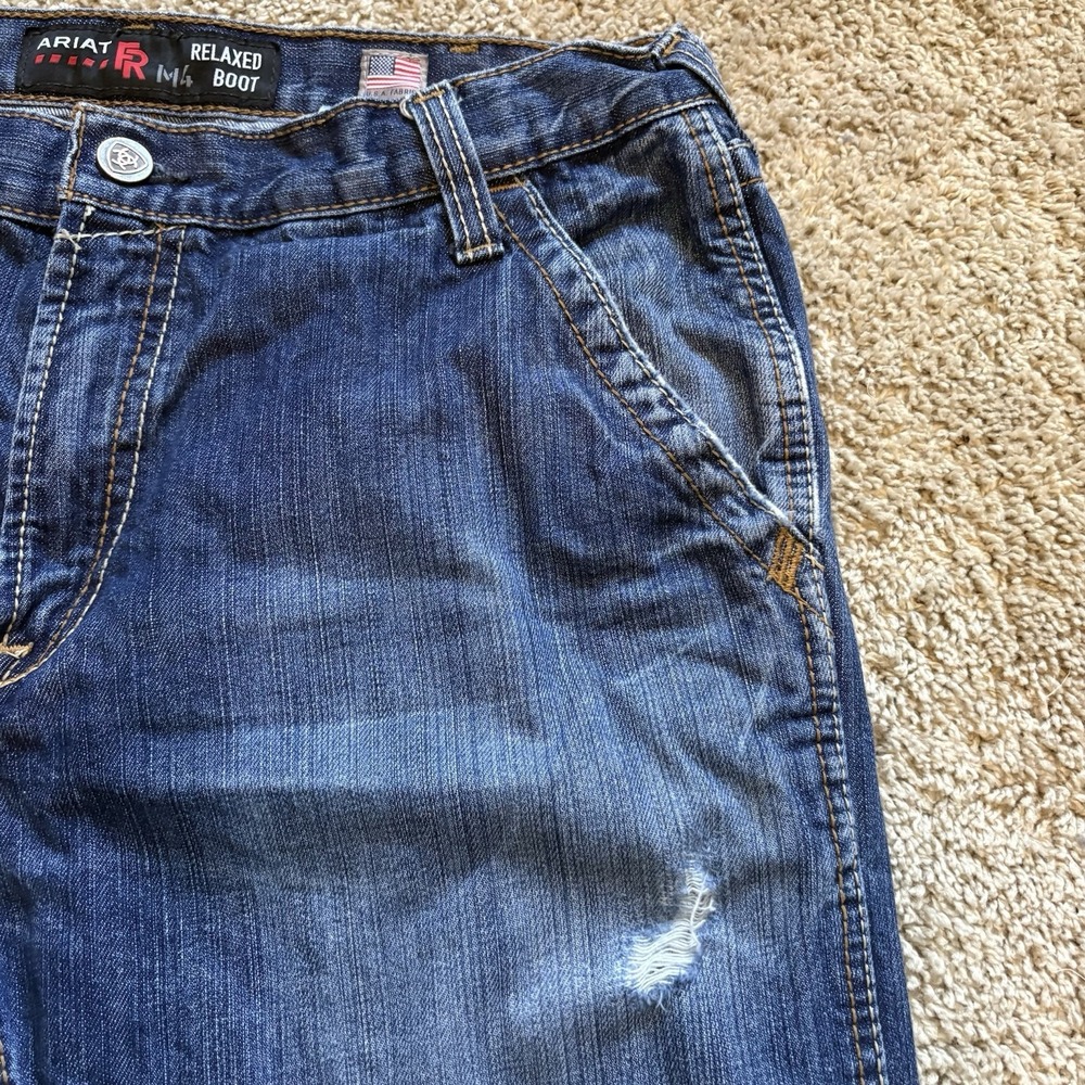 Ariat M4 Relaxed Boot Cut Jeans Fire Resistant Mens 34x32.5 Distressed - Picture 4 of 8